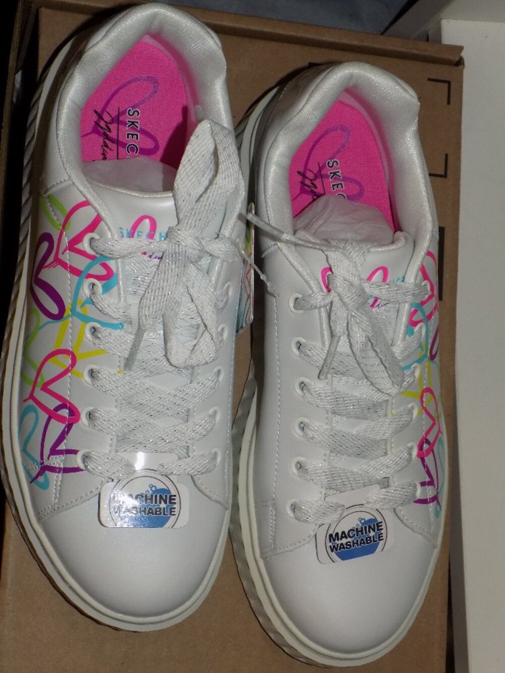 Skechers x James Goldcrown Hi Ridge Graffiti Hearts Platform Sneaker Size 6 NEW